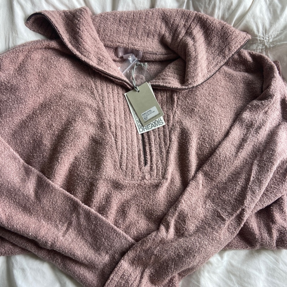 NWT Barefoot Dreams Cozy Chic Lite High Rib Half Zip Tunic